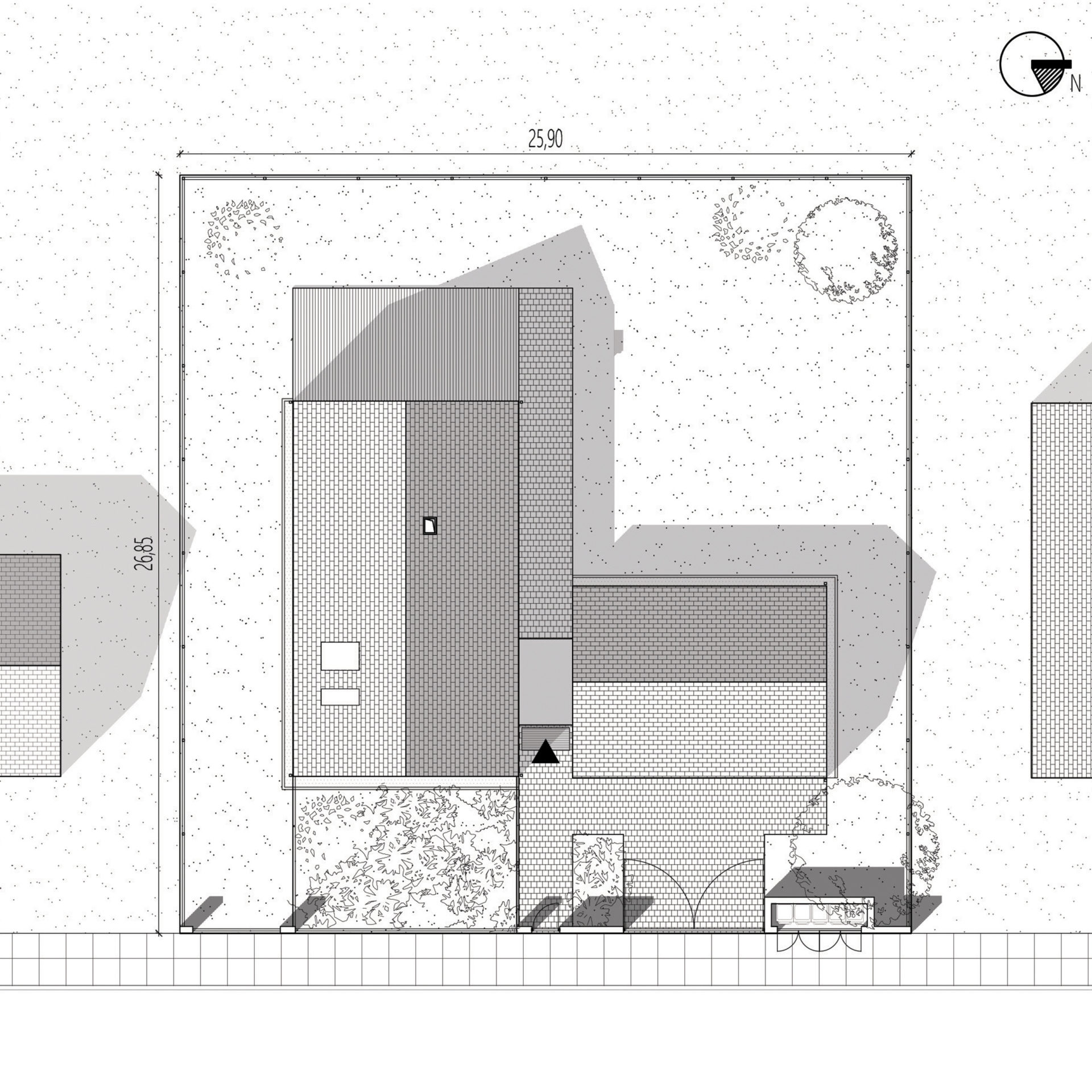 Koncepcja architektoniczna na nowoczesny dom jednorodzinny na modelowej działce.