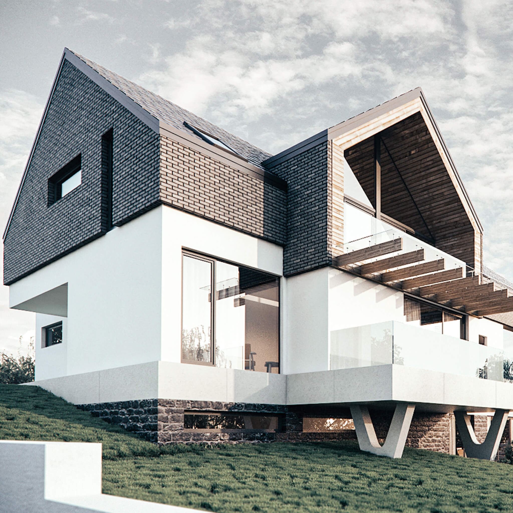 Projekt nowoczesnego domu dla klienta indywidualnego w miejscowości Trzebnica koło Wrocławia.